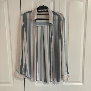 Express blue and pink stripe button down shirt